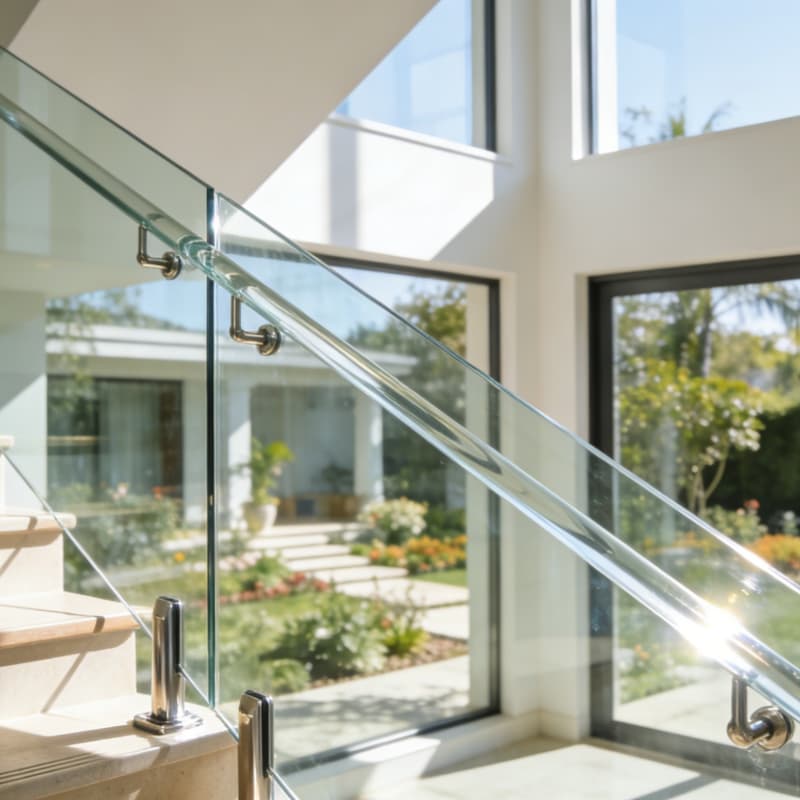 HDSAFE Glass Railing Balcony Spigot Glass Railing Aluminum Glass Railing Glass Stair Railing