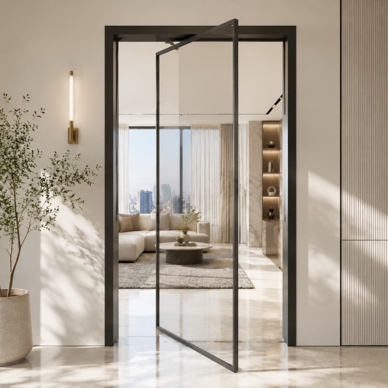 Luxury Glass Pivot Door System 360° Rotation Interior Pivot Door - HDSAFE