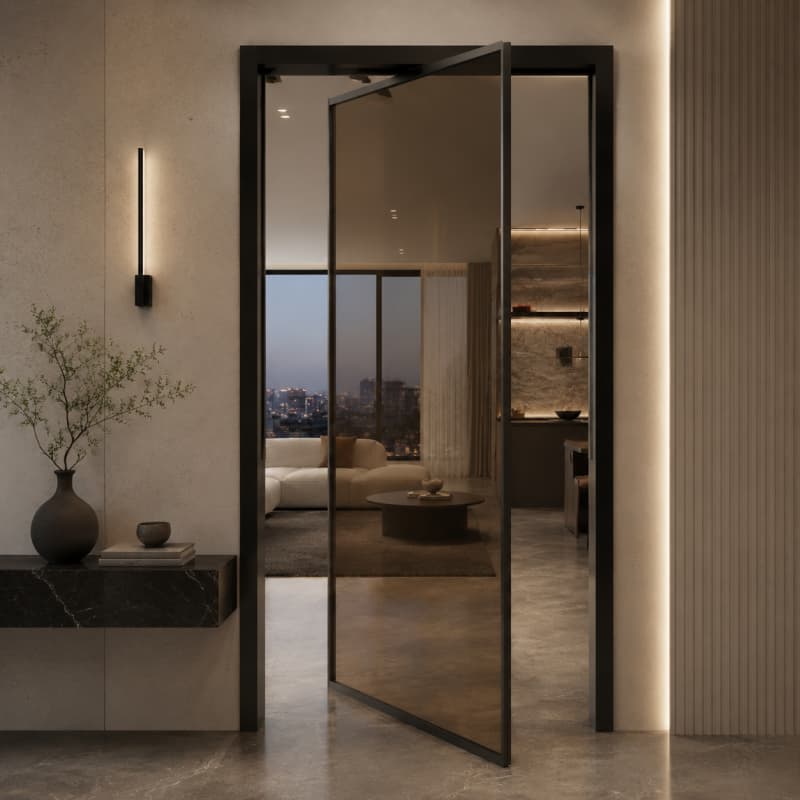 Luxury Glass Pivot Door System 360&deg; Rotation Interior Pivot Door - HDSAFE