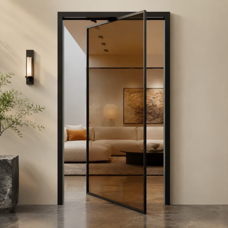 Modern Central Pivot Glass Door | Custom Hotel & Apartment Pivot Door