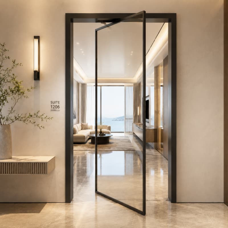Luxury Glass Pivot Door System 360&deg; Rotation Interior Pivot Door - HDSAFE