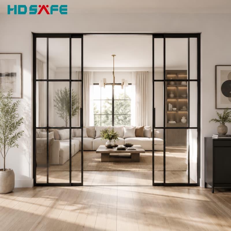 European-inspired Sliding Glass Doors with Frosted Privacy Glass and Premium Hardware.