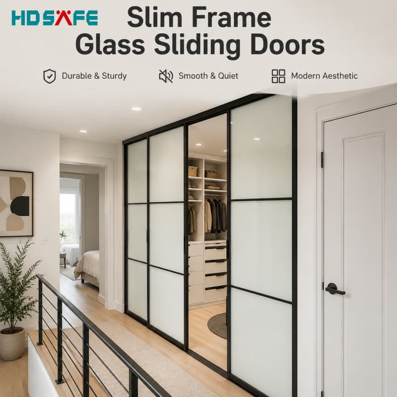European Style Frosted Glass Sliding Doors for Modern Interiors with Slim Frames