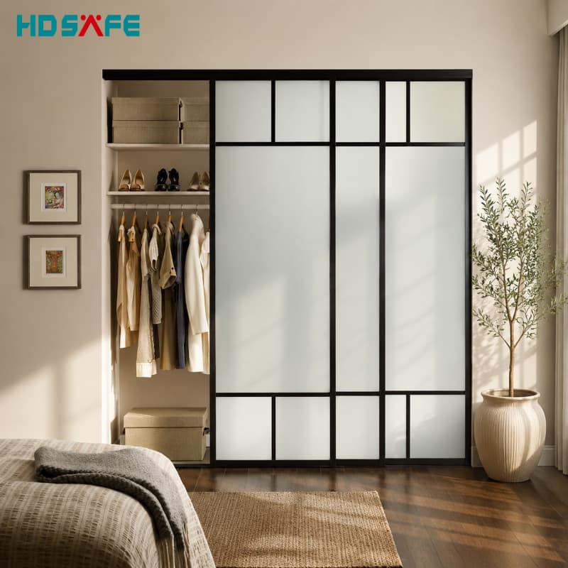 European Style Frosted Glass Sliding Doors for Modern Interiors with Slim Frames