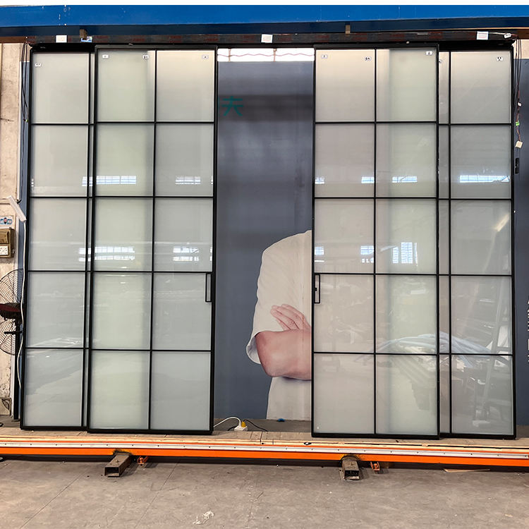 Narrow Slim Frame Glass Sliding Door Large 4 Panel Sliding Glass Door Office