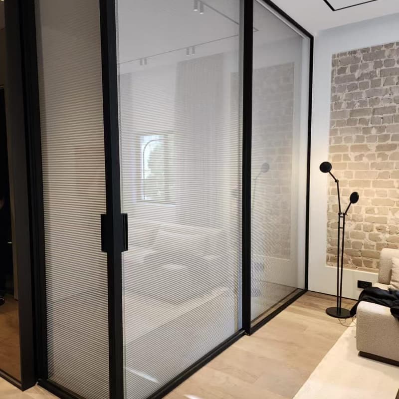 Commercial Hotel Frosted Glass Sliding Door Systems Interior Glass Partitions