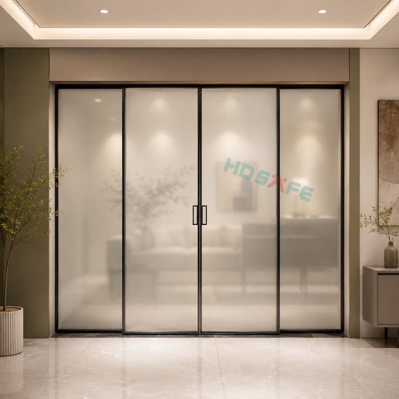 HDSAFE Frosted Glass Sliding Door Systems For Hotels, Offices & Interior Partitions HDSAFE Frosted Glass Sliding Door Systems For Hotels, Offices & Interior Partitions