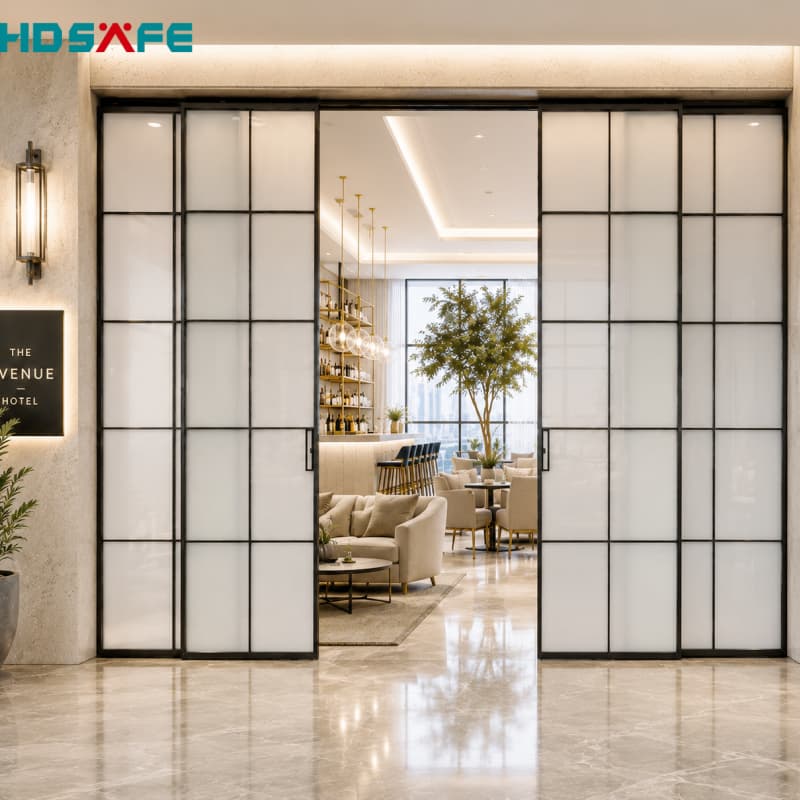 Narrow Slim Frame Glass Sliding Doors For Luxury Apartments
