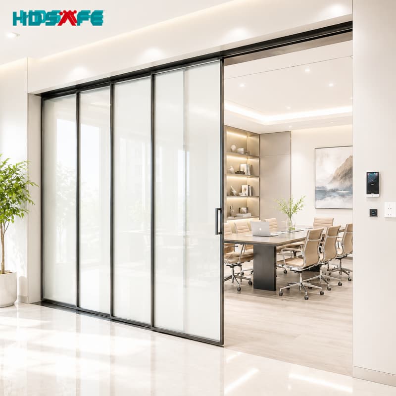 Premium Black Frame Sliding Glass Doors Elegant Interior Partitions