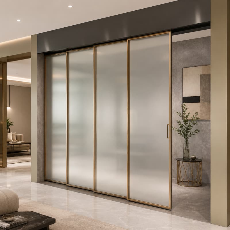 HDSAFE European Style Gold Frame Sliding Glass Door Systems