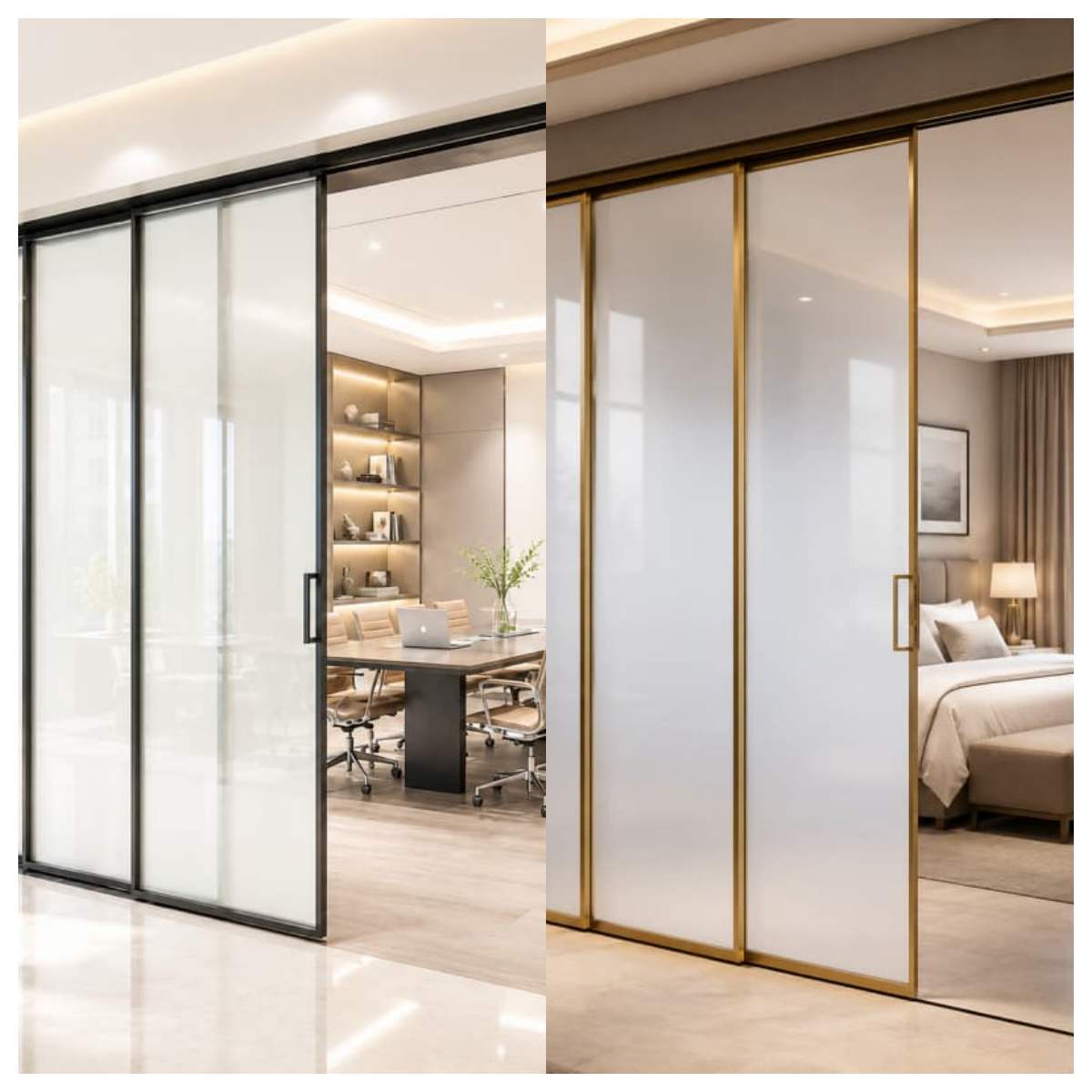 Luxury Champagne Gold Sliding Glass Doors For European Architectural Interiors Luxury Champagne Gold Sliding Glass Doors For European Architectural Interiors