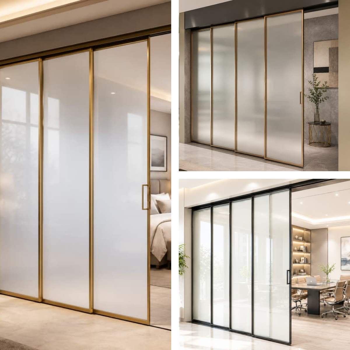 Luxury Champagne Gold Sliding Glass Doors For European Architectural Interiors Luxury Champagne Gold Sliding Glass Doors For European Architectural Interiors