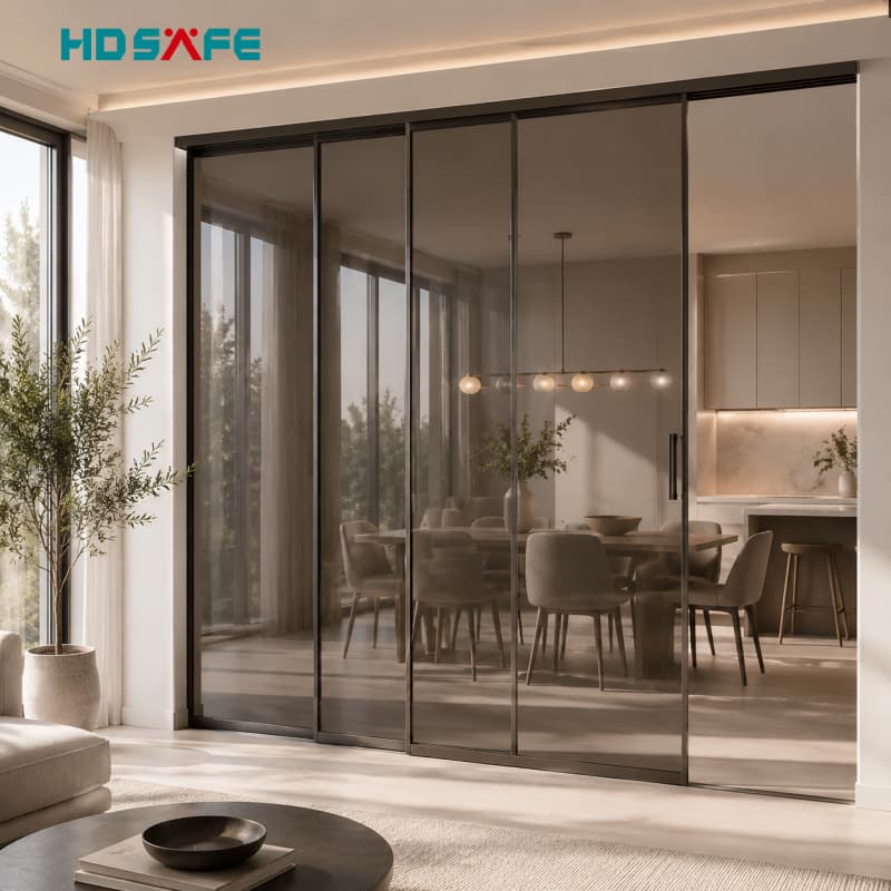 HDSAFE Black Glass Sliding Doors & Room Divider Systems