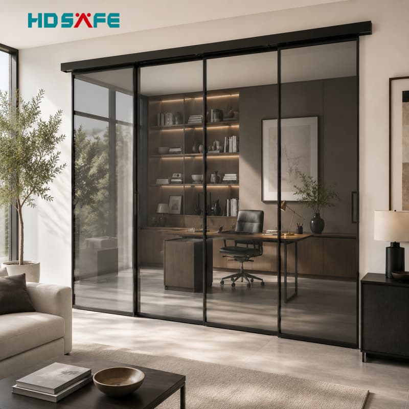 HDSAFE Black Glass Sliding Doors & Room Divider Systems