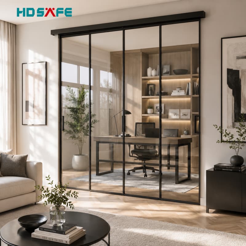 HDASFE Black Glass Sliding Doors & Room Divider Systems 