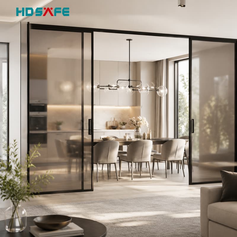 HDSAFE Black Glass Sliding Doors & Room Divider Systems