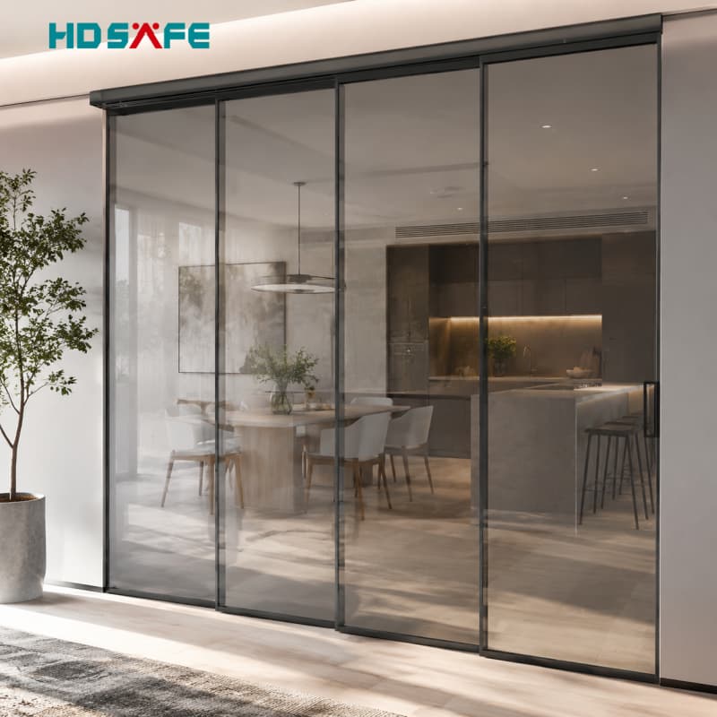 HDSAFE Black Glass Sliding Doors & Room Divider Systems