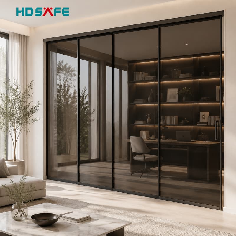 HDSAFE Black Glass Sliding Doors & Room Divider Systems