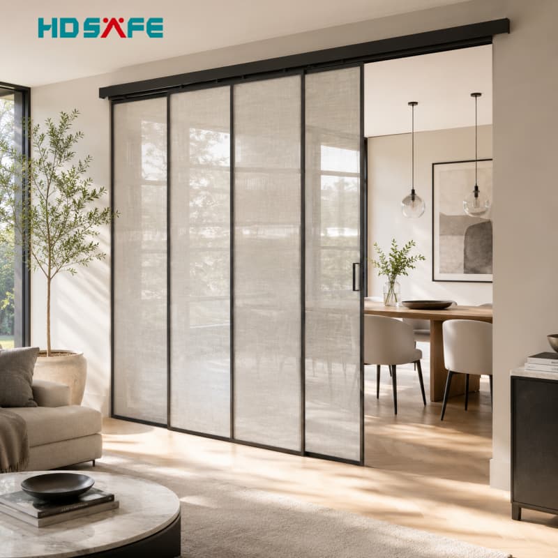 Premium Black Frame Sliding Glass Doors Elegant Interior Partitions