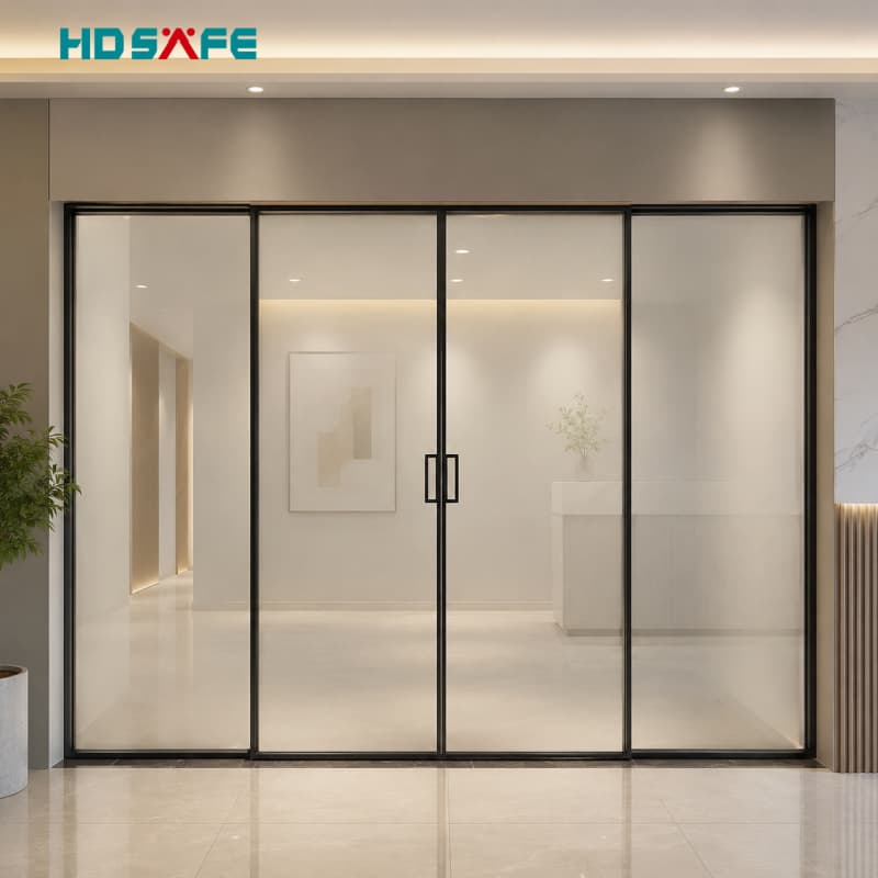Premium Black Frame Sliding Glass Doors Elegant Interior Partitions