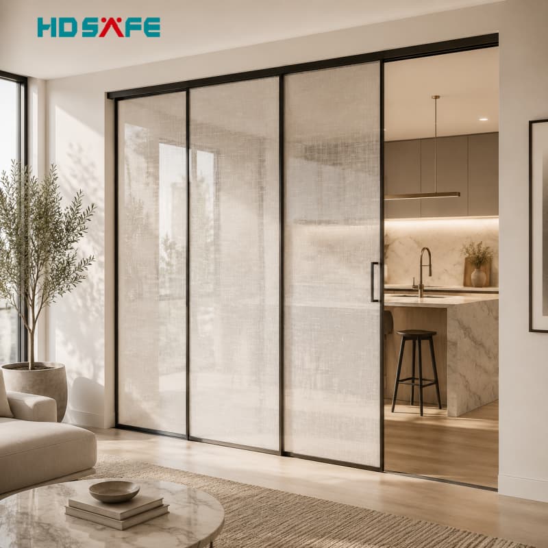 High-End 2/3/4 Panel Sliding Doors Black Frame & Minimalist Design
