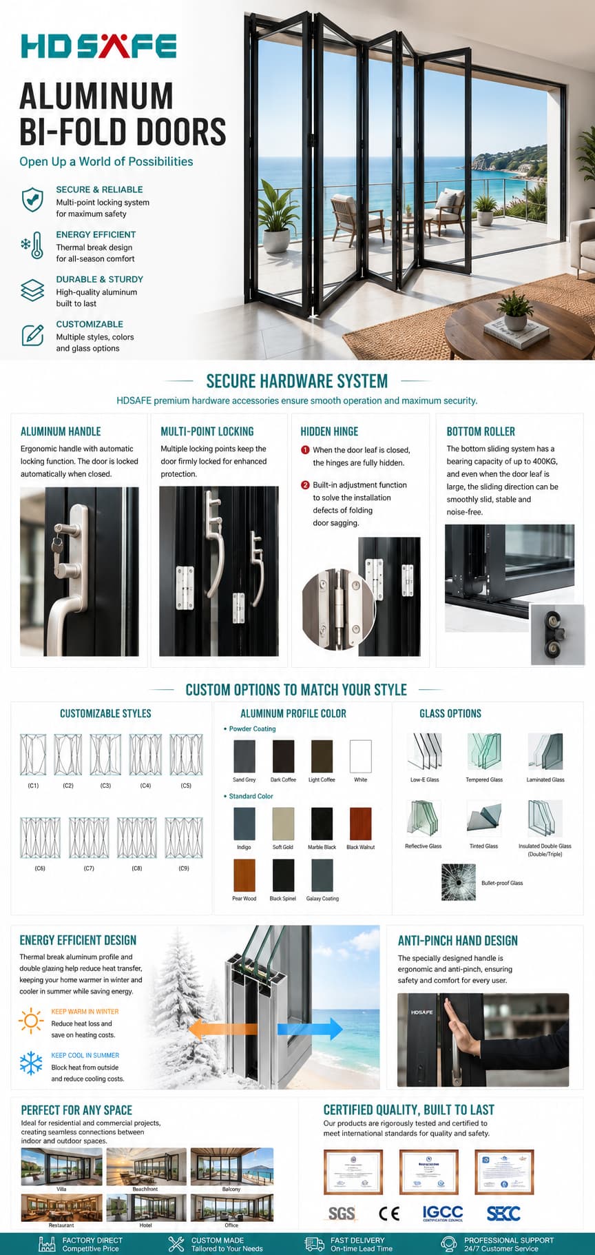 Aluminum Bi-Fold Door Solutions For Commercial & Residential Projects