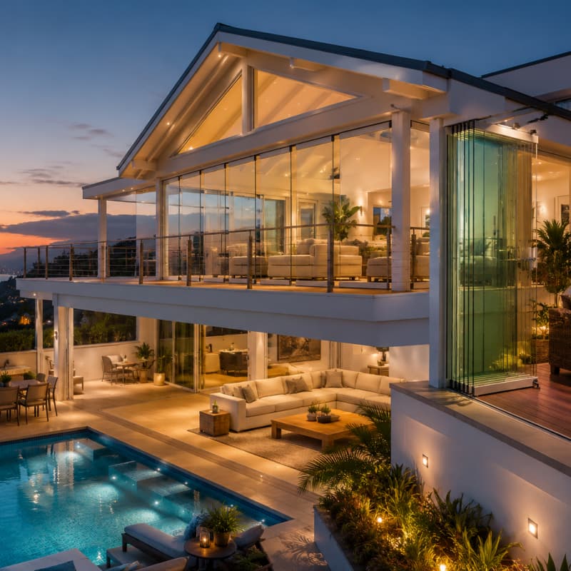 California Style Folding Glass Door System For Modern Luxury Homes