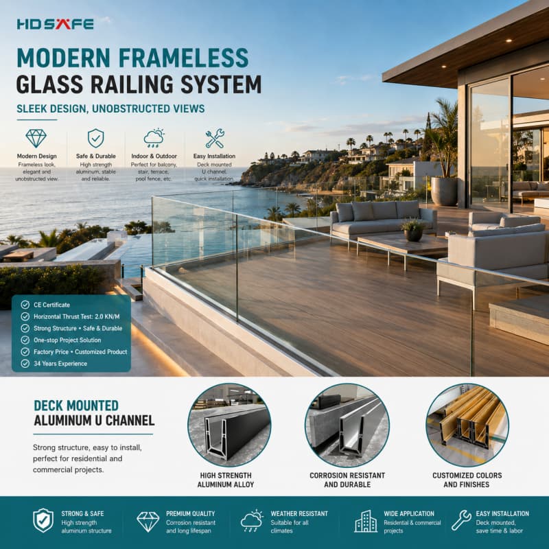 Easy Installation Frameless Glass Railing Systems for Modern Villas & Coastal Homes