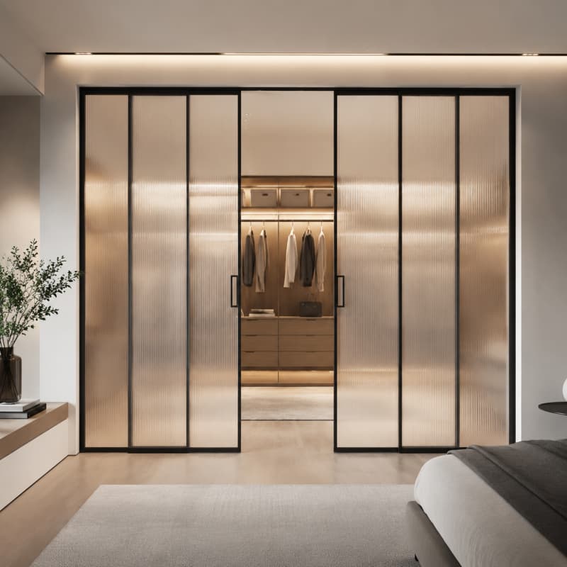 Double Sliding Glass Door System Minimalist Glass Doors For Commercial Interiors