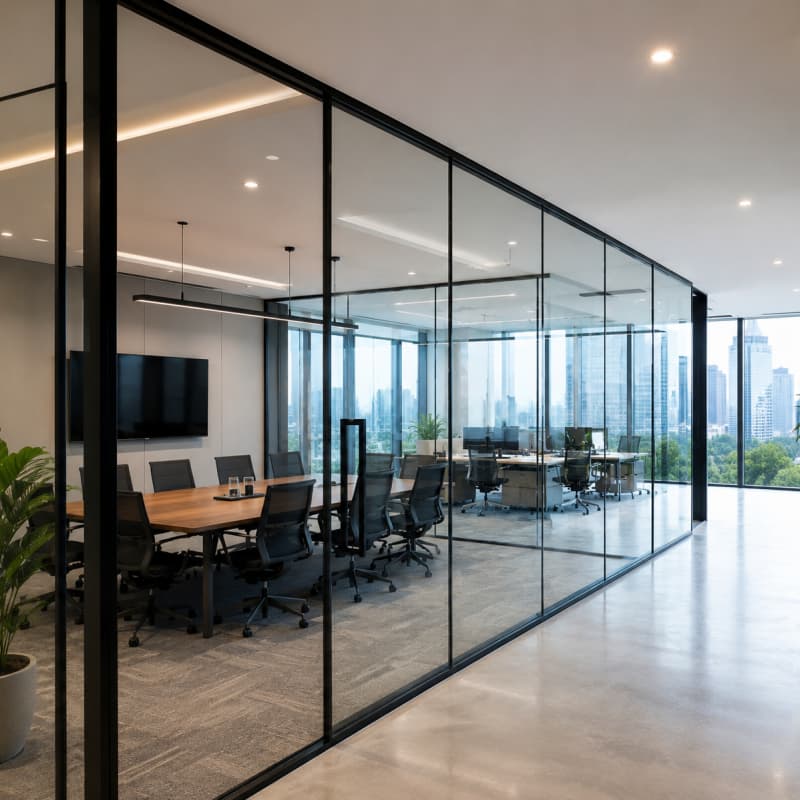 Office Glass Partition Wall System | Custom Soundproof Modular Glass Partitions for Modern Workspaces
