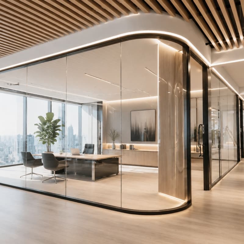 Office Glass Partition Wall System | Custom Soundproof Modular Glass Partitions for Modern Workspaces
