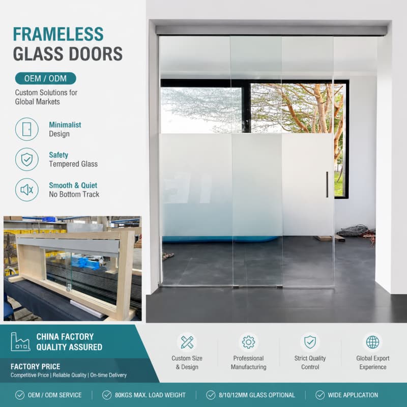 Custom Frameless Glass Door Systems for Modern Offices & Commercial Interiors