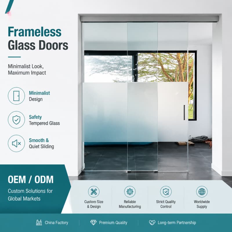 Custom Frameless Glass Door Systems for Modern Offices & Commercial Interiors