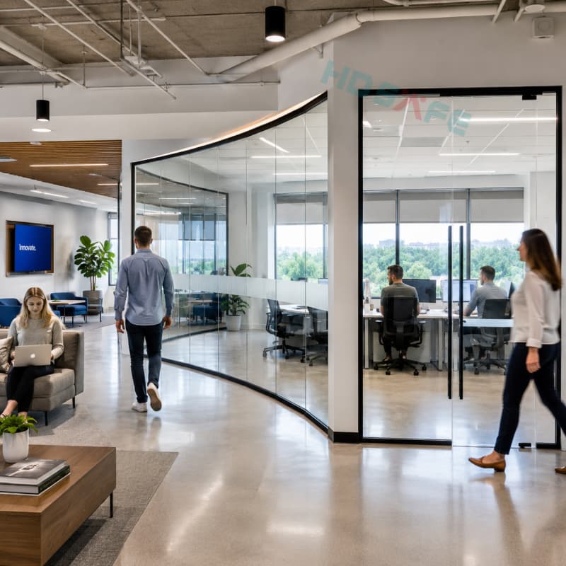 Commercial Office Glass Partition Walls & Frameless Glass Door Systems