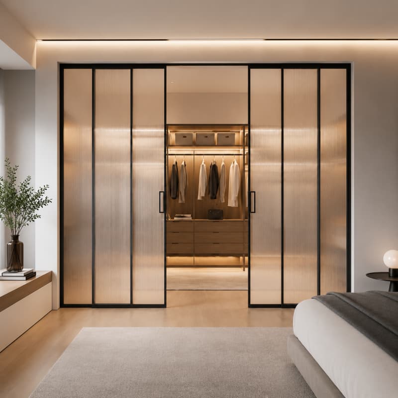 Black Frame Sliding Glass Door Minimalist Design 120KG Load Tested