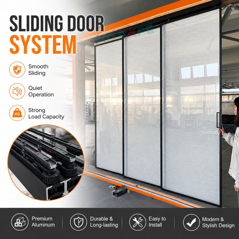 Premium Sliding Door System Smooth & Quiet Operation High-Load Aluminum Track