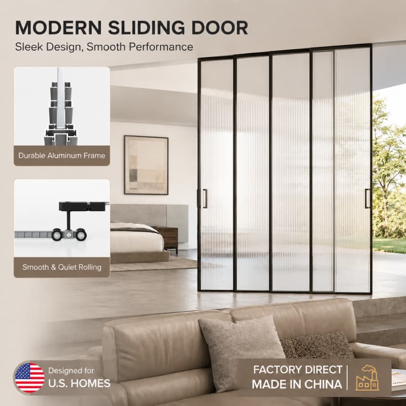Premium Sliding Door System Smooth & Quiet Operation High-Load Aluminum Track