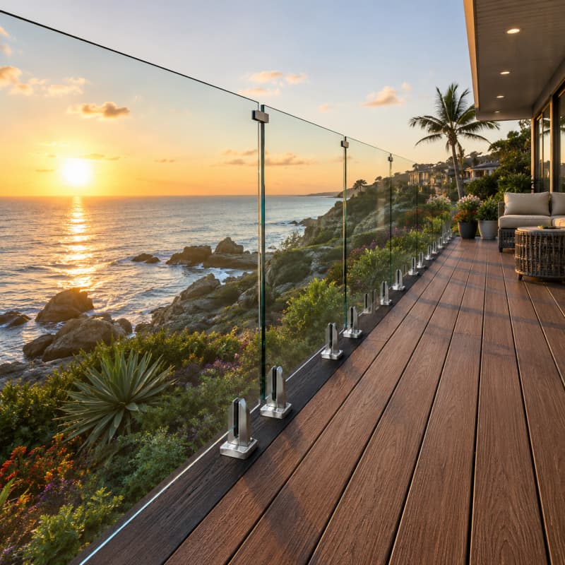 Premium Glass Railing System Frameless & Modern Durable Stainless Steel Hardware
