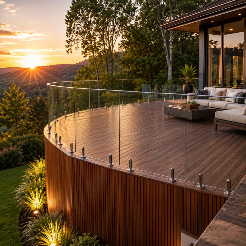 Premium Glass Railing System Frameless & Modern Durable Stainless Steel Hardware