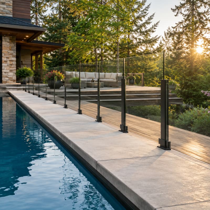 Premium Glass Railing System Frameless & Modern Durable Stainless Steel Hardware