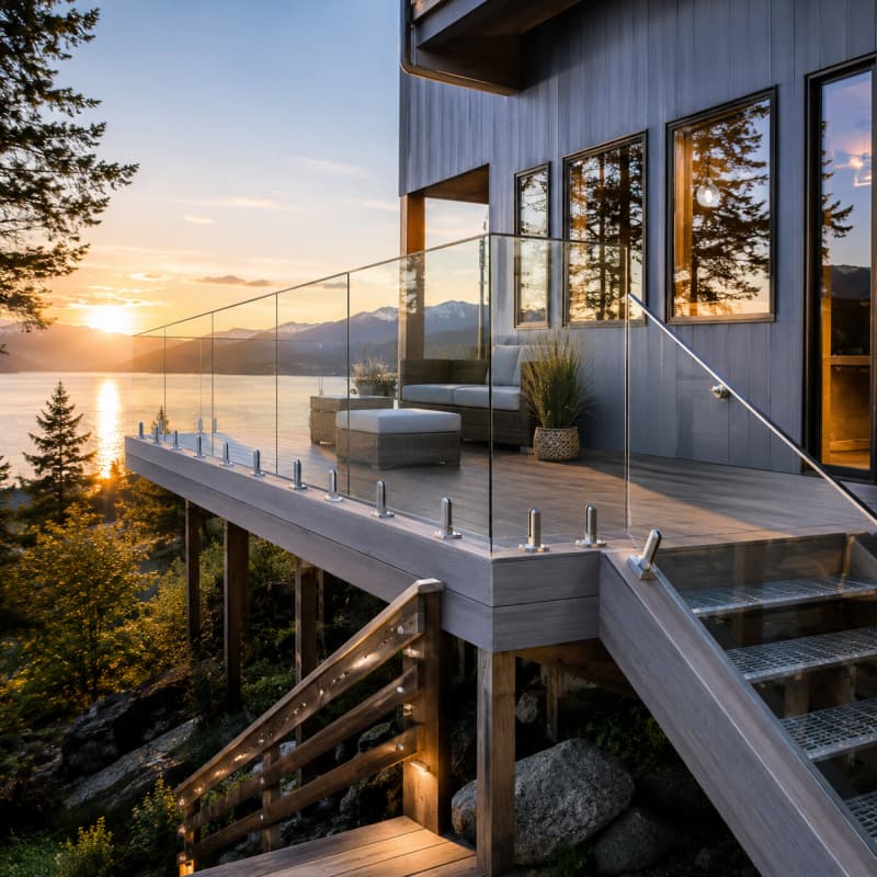 Premium Glass Railing System Frameless & Modern Durable Stainless Steel Hardware
