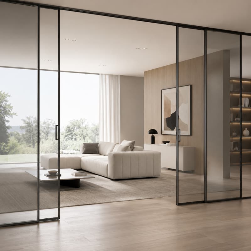 American Style Modern Glass Sliding Door Room Divider