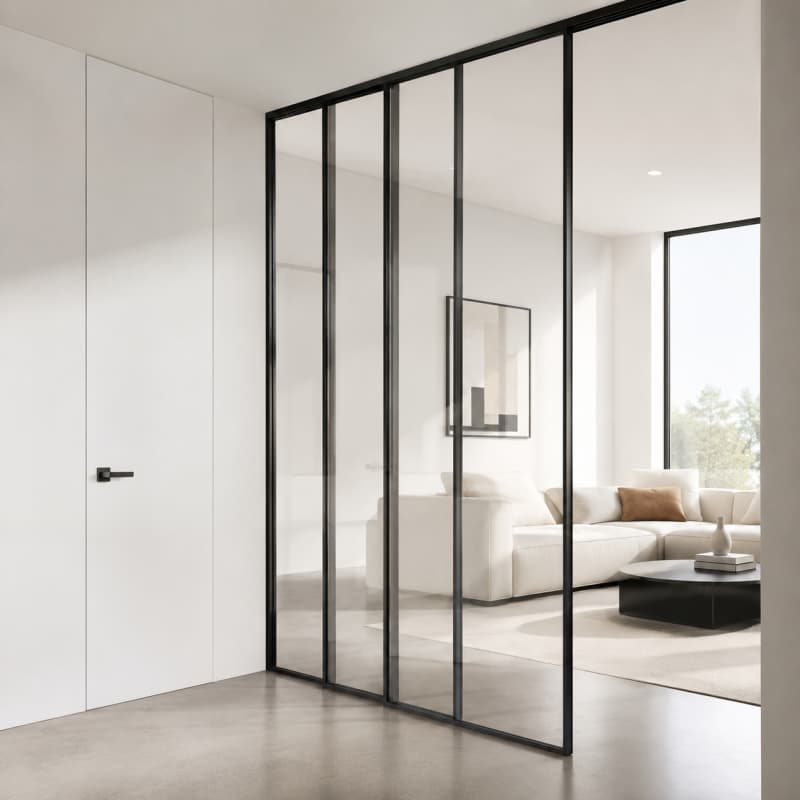 American Style Modern Glass Sliding Door Room Divider