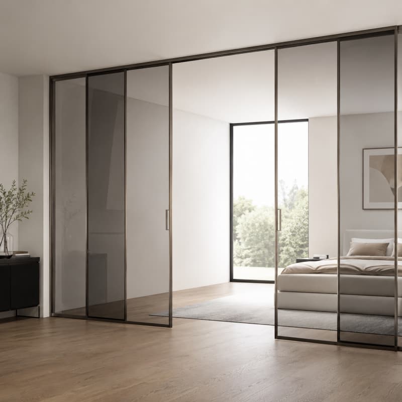 American Style Modern Glass Sliding Door Room Divider