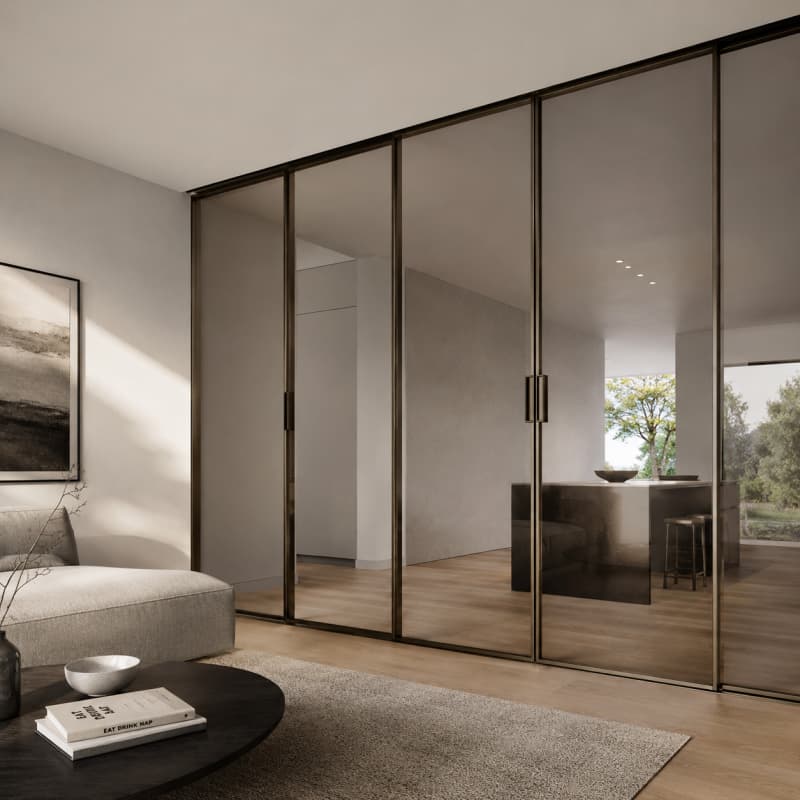 American Style Modern Glass Sliding Door Room Divider