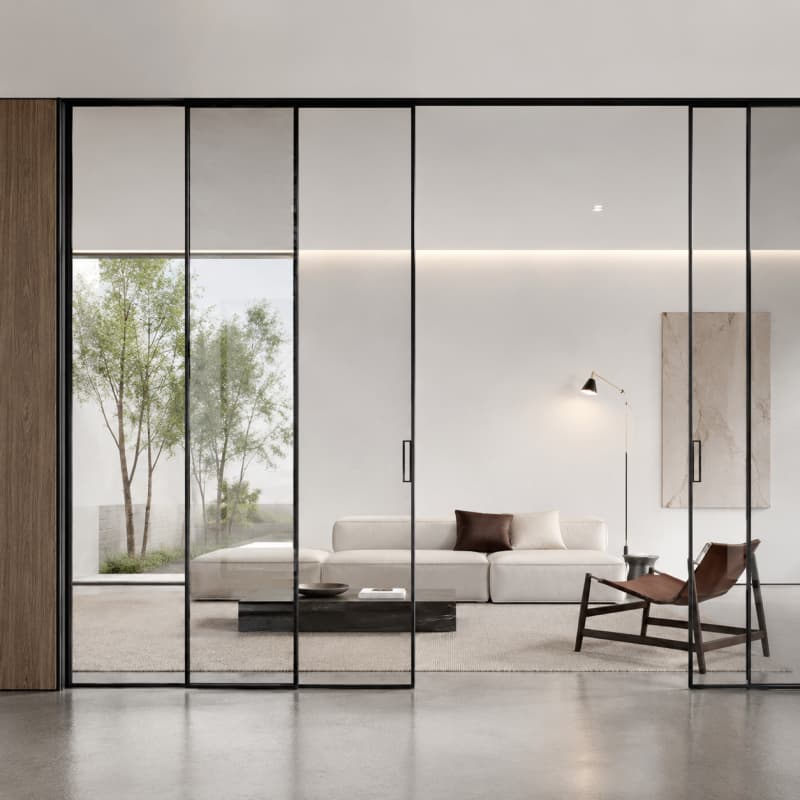 American Style Modern Glass Sliding Door Room Divider