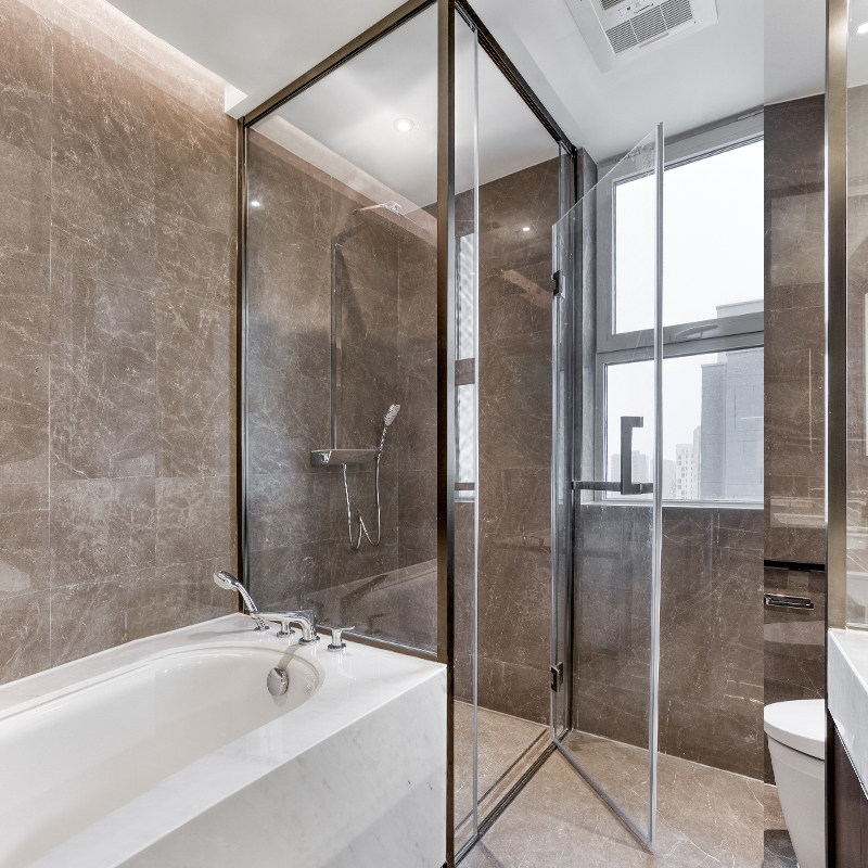 Commercial Grade Glass Shower Door for Hotel Projects | Custom Hospitality Enclosures
