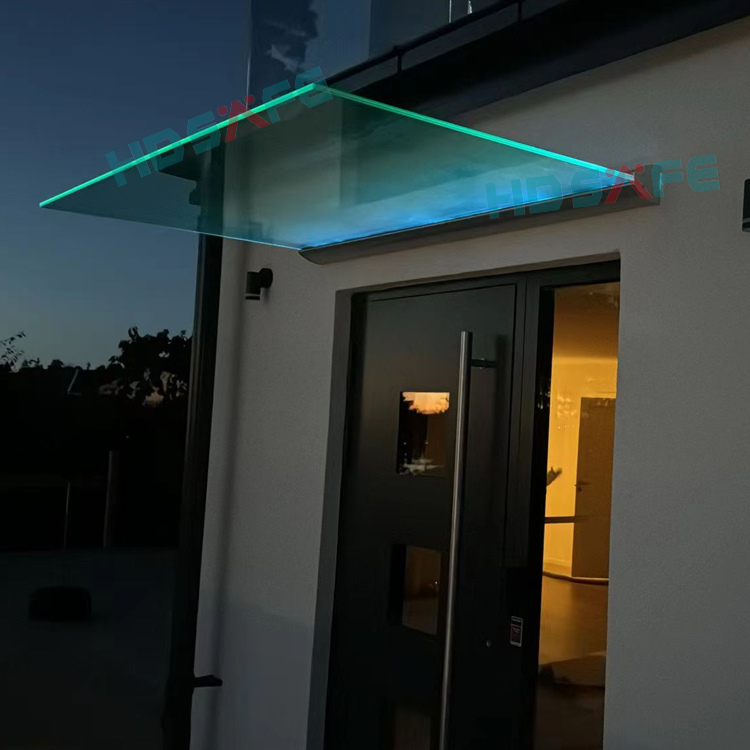 HDSAFE Custom LED Light Tempered Glass Door Canopy