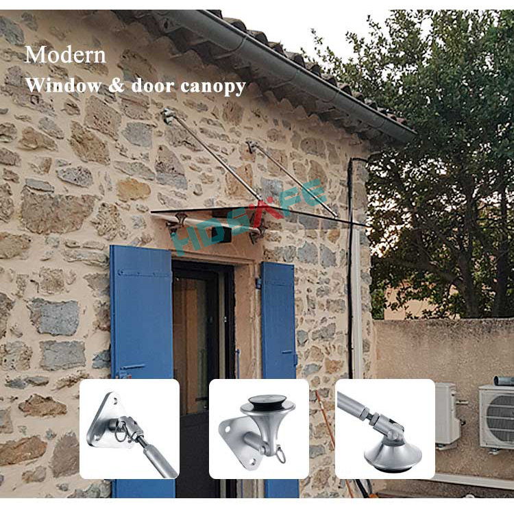 HDSAFE Custom LED Light Tempered Glass Door Canopy
