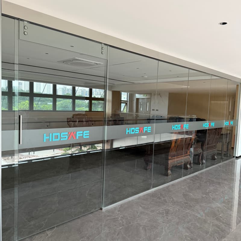 Smart Automatic Glass Office Door with Keypad & Fingerprint Access